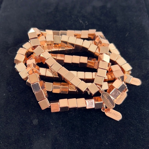 Lisa Freede ROSE GOLD stretchy cubic geometric bracelets (set of 4)…heavy metal! - Picture 6 of 6